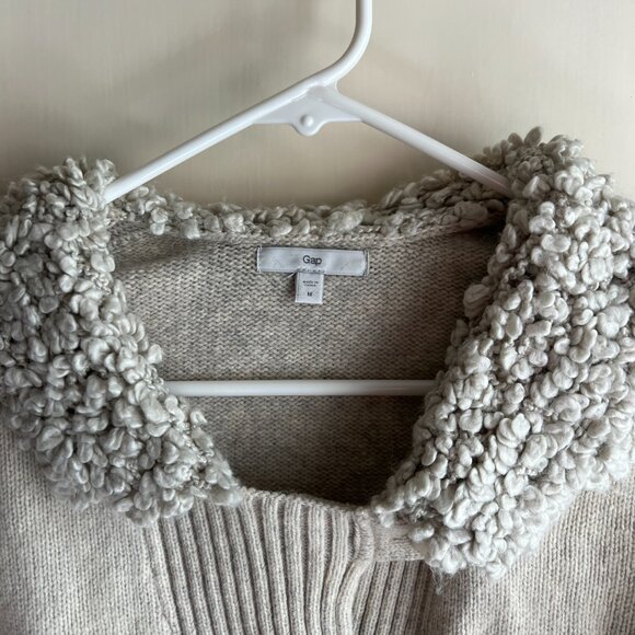 Gap Wool Cardigan with Boucle Collar - Womens Medium - Picture 2 of 8
